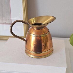 Vintage brass and copper pitcher Peerage water jug vase with handle